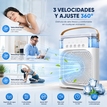 Enfriador de Aire Portátil 3 en 1 con Ventilador y Humidificador