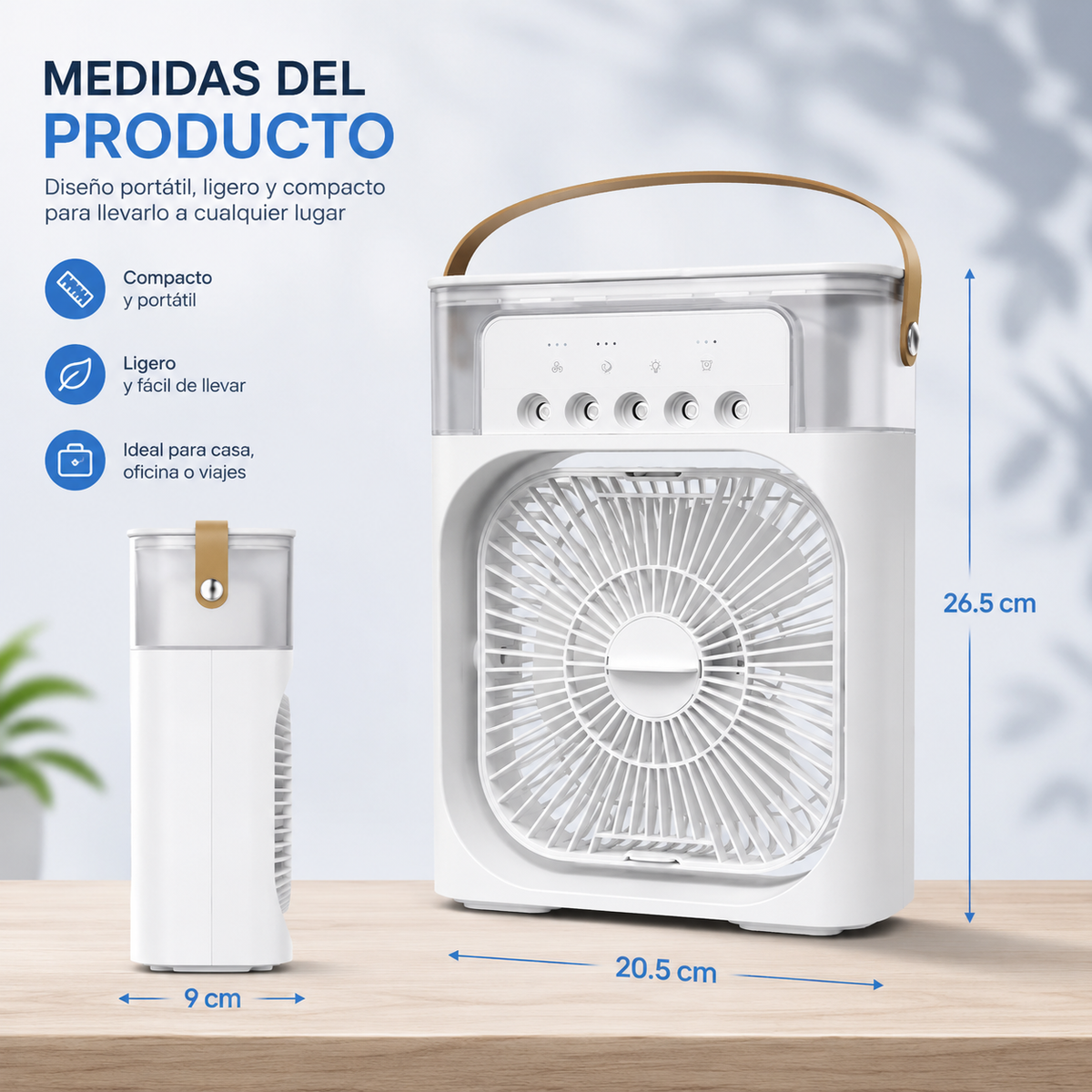 Enfriador de Aire Portátil 3 en 1 con Ventilador y Humidificador